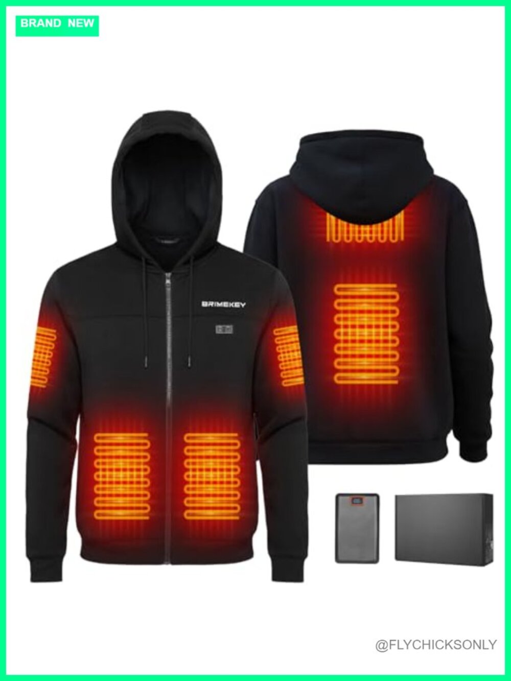 Unisex Heated Hoodie Fleece Lined Zip Electric Sweatshirt 6 Heating Zones